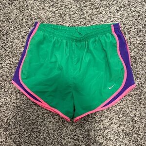 Nike Women's Athletic Shorts in Green and Purple